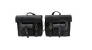 For Royal Enfield Goan Classic 350 Leather Canvas Pannier Bags Black and Mounting - SPAREZO For Royal Enfield Goan Classic 350 Leather Canvas Pannier Bags Black and Mounting - SPAREZO
